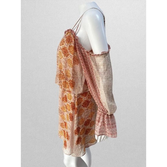 BCBGMAXAZARIA Red/Orange Mandala Cold Shoulder Dress - Picture 2 of 3